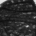 PUNK RAVE Women's Punk Ripped Faux Leather Splice Mesh Jacket with Hood