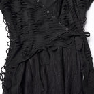 PUNK RAVE Women's Punk Ripped Lace-up Halterneck Long Sleeve Dress