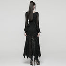 PUNK RAVE Women's Punk Ripped Lace-up Halterneck Long Sleeve Dress