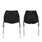 PUNK RAVE Women's Punk Ripped Mesh Lace-up Shorts