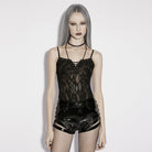 PUNK RAVE Women's Punk Ripped Sheer Bustier