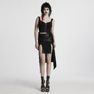 PUNK RAVE Women's Punk Ripped Side Slit Detachable Skirt