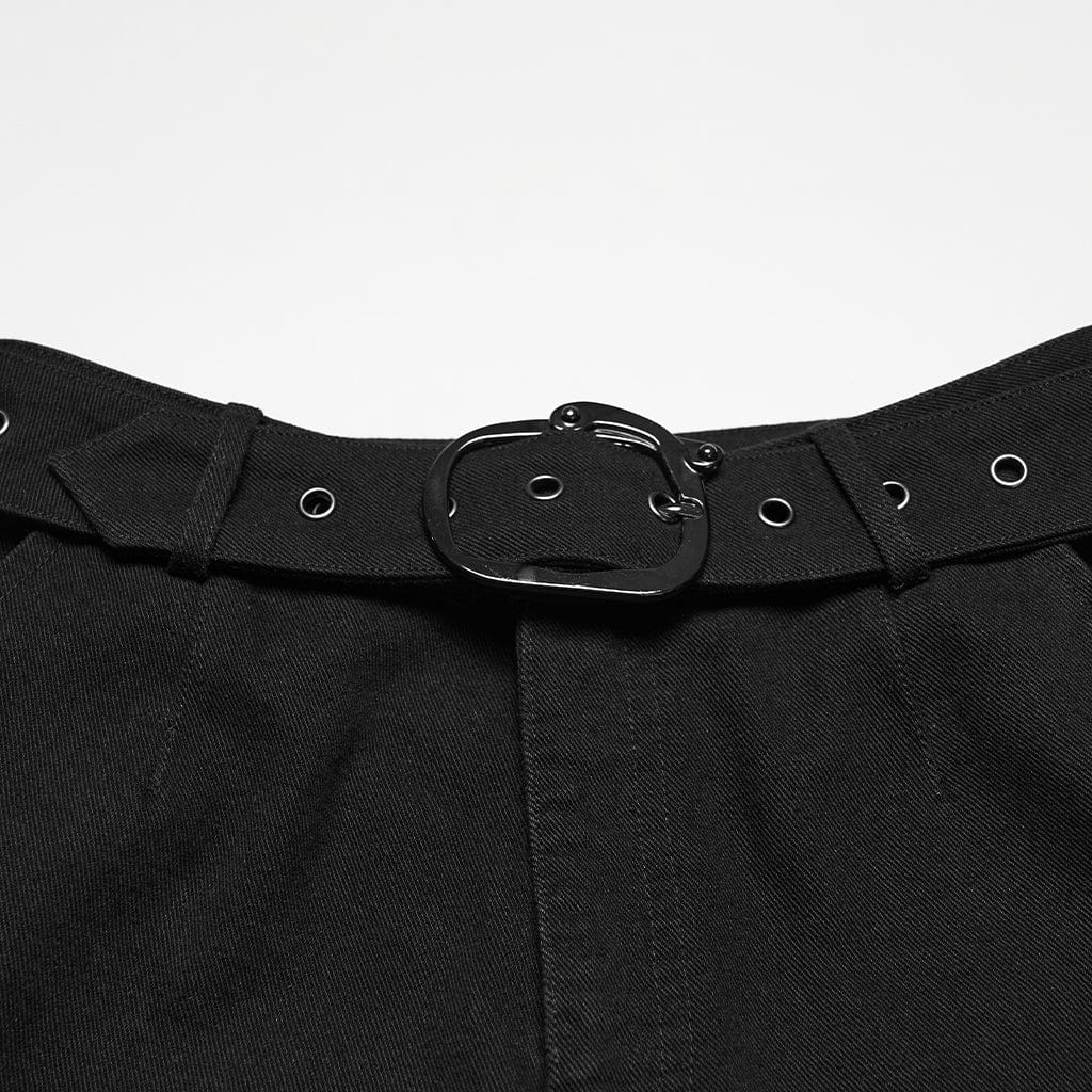 PUNK RAVE Women's Punk Ripped Unedged Decadent Denim Pants