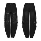 PUNK RAVE Women's Punk Ripped Unedged Decadent Denim Pants