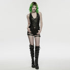 PUNK RAVE Women's Punk Rivet Straps Halterneck Vest