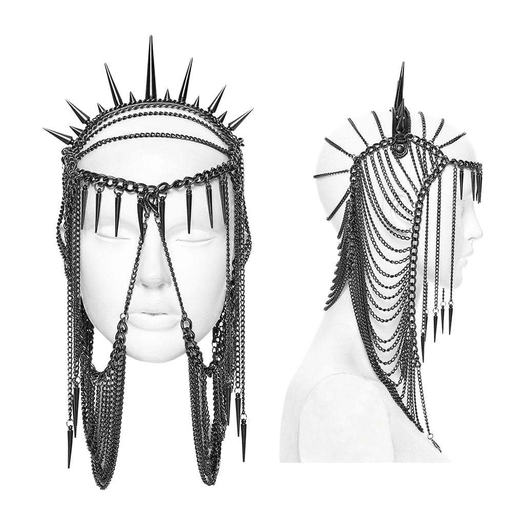 PUNK RAVE Women's Punk Rivets Chained Headwear