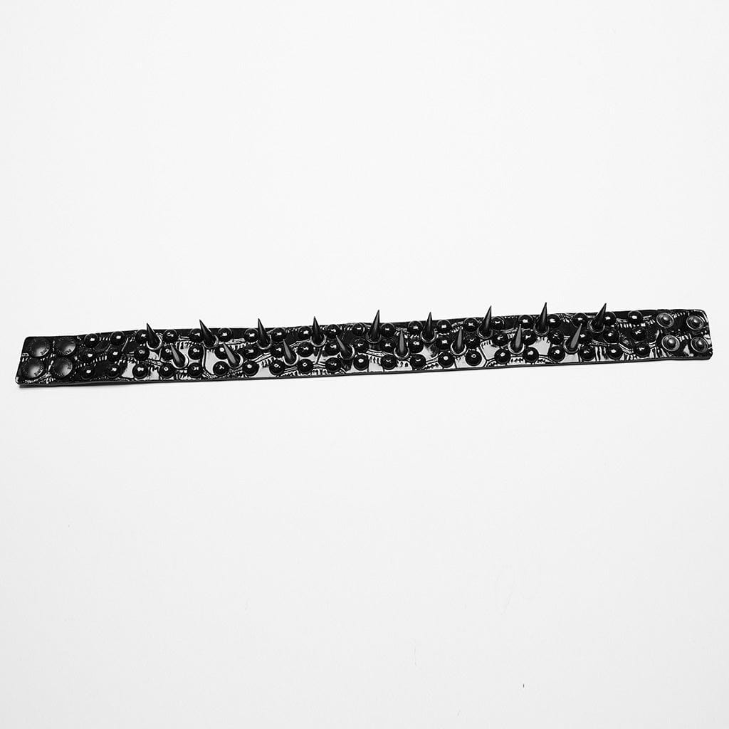 PUNK RAVE Women's Punk Rivets Faux Leather Choker