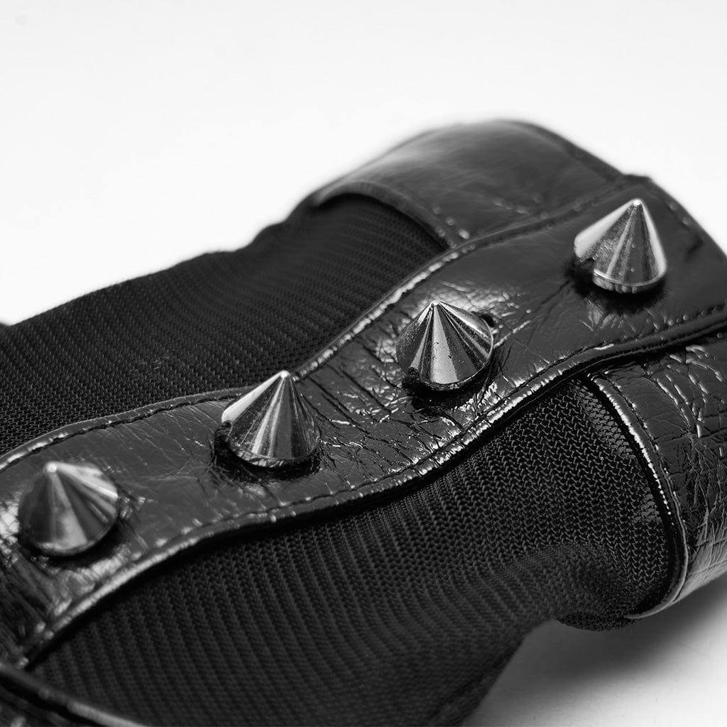 PUNK RAVE Women's Punk Rivets Faux Leather Gloves