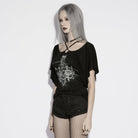 PUNK RAVE Women's Punk Rivets Multi-zippered Shorts