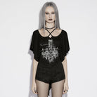 PUNK RAVE Women's Punk Rivets Multi-zippered Shorts