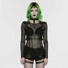 PUNK RAVE Women's Punk Rivets Shorts with Detachable Leg Harnesses