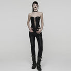 PUNK RAVE Women's Punk Ruched Lace-up Side Zipper Bustier