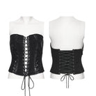 PUNK RAVE Women's Punk Ruched Lace-up Side Zipper Bustier
