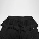 PUNK RAVE Women's Punk Ruffled Hem Big Pockets Cargo Pants