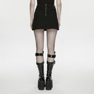 PUNK RAVE Women's Punk Skull Embroidered Big Pocket Skirt