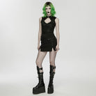 PUNK RAVE Women's Punk Skull Embroidered Big Pocket Skirt
