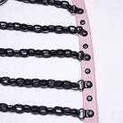 PUNK RAVE Women's Punk Skull Halterneck Chain Body Harness with Detachable Batwing Knot Black-Pink