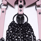 PUNK RAVE Women's Punk Skull Halterneck Chain Body Harness with Detachable Batwing Knot Black-Pink