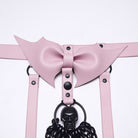 PUNK RAVE Women's Punk Skull Halterneck Chain Body Harness with Detachable Batwing Knot Black-Pink
