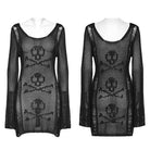 PUNK RAVE Women's Punk Skull Knitted Music Festival Dress Black