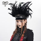 PUNK RAVE Women's Punk Skull Plumed Chain Hat