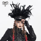 PUNK RAVE Women's Punk Skull Plumed Chain Hat