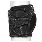 PUNK RAVE Women's Punk Skull Ripped Denim Shorts with Pocket