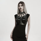 PUNK RAVE Women's Punk Skull&Rivets Hollow-out Faux Leather Body Harness