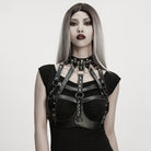 PUNK RAVE Women's Punk Skull&Rivets Hollow-out Faux Leather Body Harness