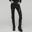 PUNK RAVE Women's Punk Snake Print Buckle Strappy Pants
