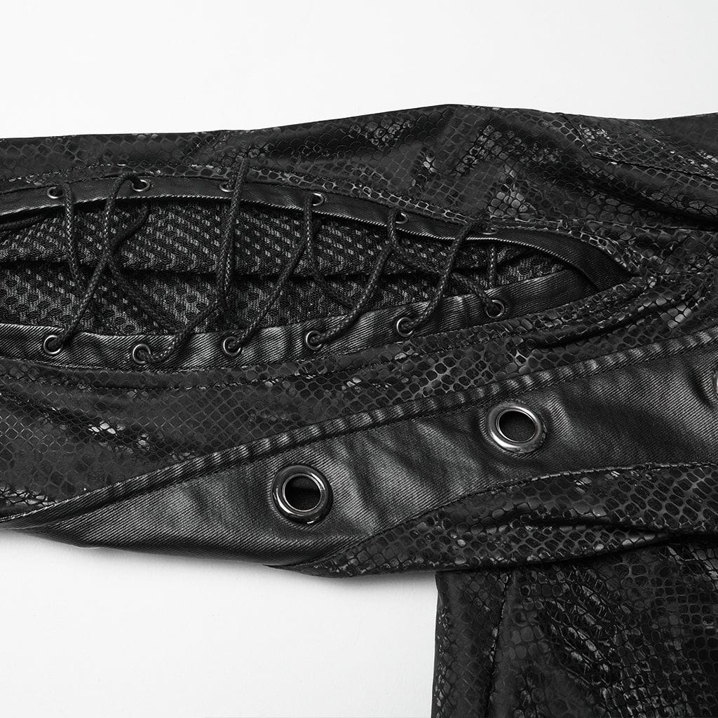 PUNK RAVE Women's Punk Snake Print Buckle Strappy Pants