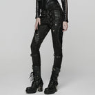 PUNK RAVE Women's Punk Snake Print Buckle Strappy Pants