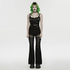 PUNK RAVE Women's Punk Spiders&Web Printed Tattered Tank Top Black