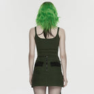 PUNK RAVE Women's Punk Spiders&Web Printed Tattered Tank Top Black-Green