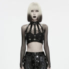 PUNK RAVE Women's Punk Spiked Buckle Strap Halter Harness