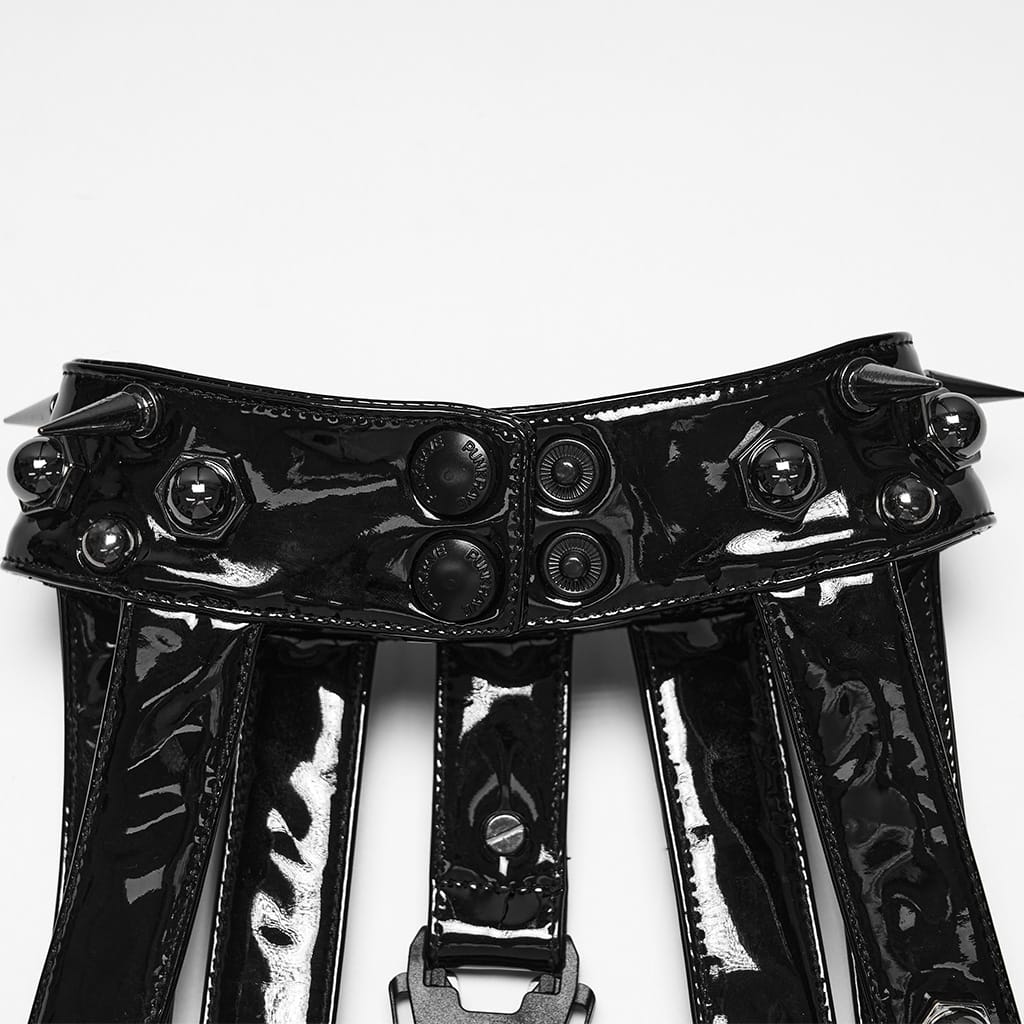 PUNK RAVE Women's Punk Spiked Buckle Strap Halter Harness