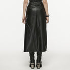 PUNK RAVE Women's Punk Split Faux Leather Skirt
