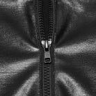 PUNK RAVE Women's Punk Stand Collar Buckle Strap Arm Zip Pocket Long Sleeve Crop Top