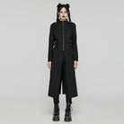 PUNK RAVE Women's Punk Stand Collar Chain Pin Coat