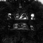 PUNK RAVE Women's Punk Stand Collar Faux Fur Panel Patent Faux Leather Long Jacket Black