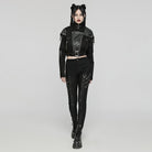 PUNK RAVE Women's Punk Stand Collar Patch Jacket