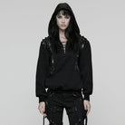 PUNK RAVE Women's Punk Strappy Hoodie