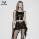 PUNK RAVE Women's Punk Streamer Drawstring Ruched Shorts