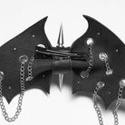 PUNK RAVE Women's Punk Studded Bat Bow Hairpin Black-Silver