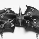 PUNK RAVE Women's Punk Studded Bat Bow Hairpin Black-Silver