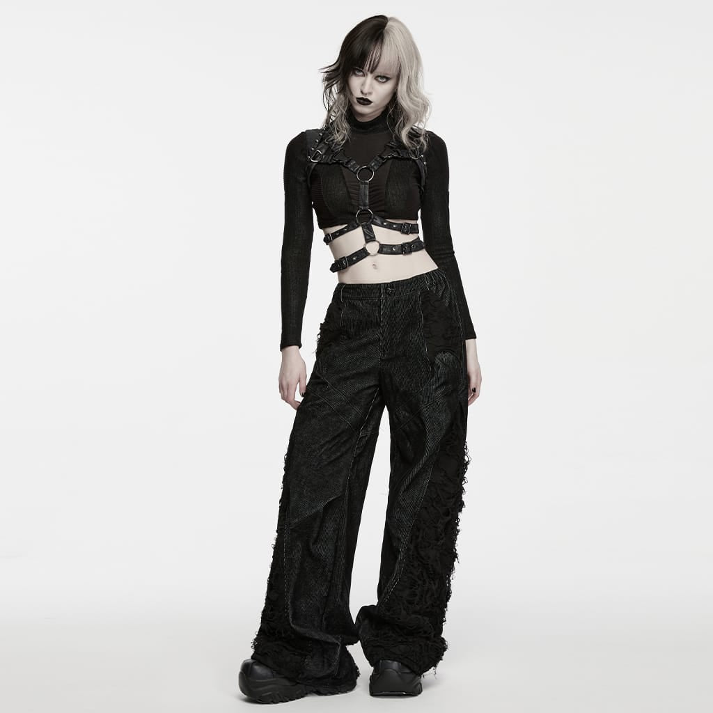 PUNK RAVE Women's Punk Studded Buckle Body Harness