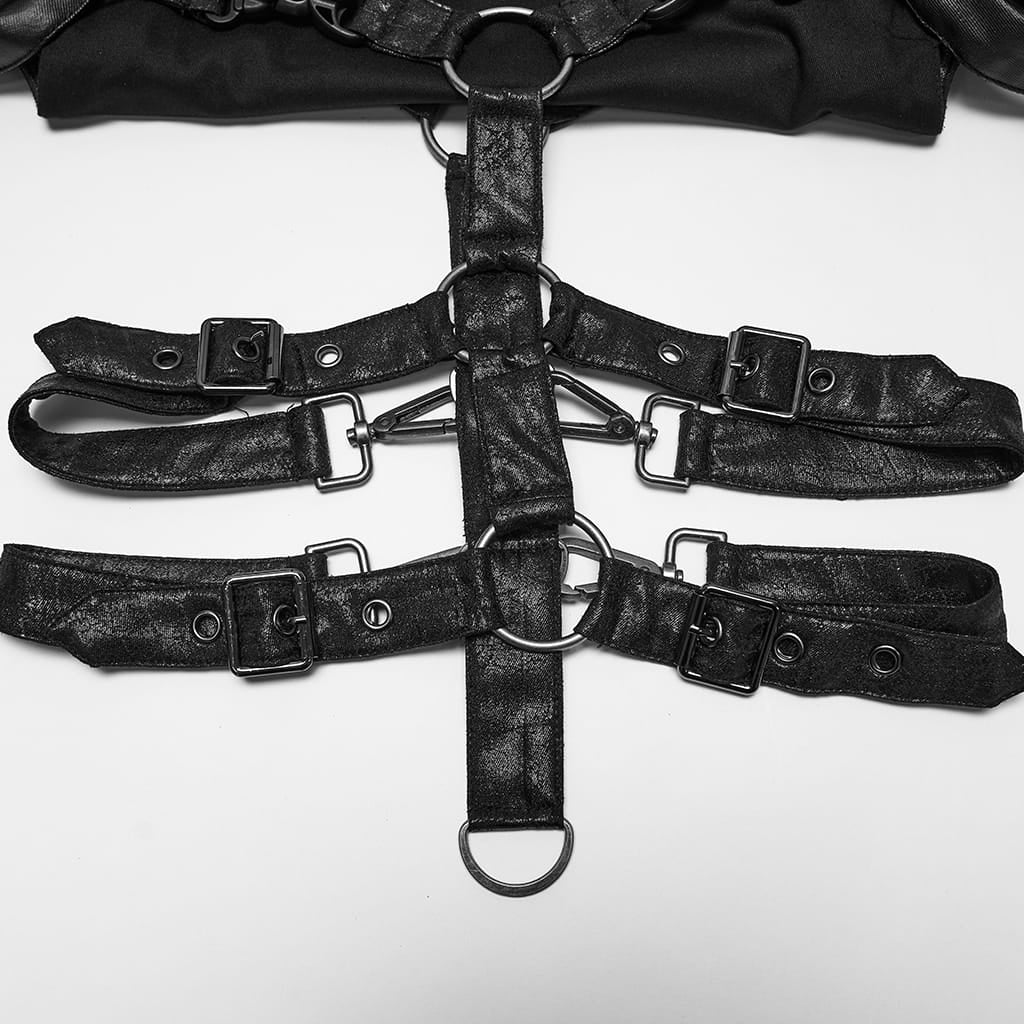 PUNK RAVE Women's Punk Studded Buckle Body Harness