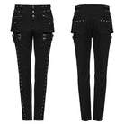 PUNK RAVE Women's Punk Studded Buckle Cargo Pocket Skinny Pants