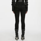 PUNK RAVE Women's Punk Studded Buckle Cargo Pocket Skinny Pants