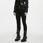 PUNK RAVE Women's Punk Studded Buckle Cargo Pocket Skinny Pants